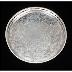 Engraved and silver plated trademarked made in  Sheffield, England silver plated. Approximately  12”