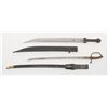 Image 2 : Lot of 2 short swords with scabbards including an  un-marked piece with integral brass guard/grip,