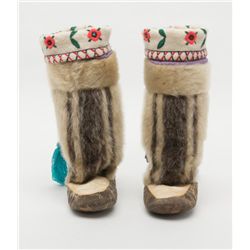 Bonanza lot of Canadian artifacts; beaded  gauntlets; hide and fur boots; Lady’s moccasins;  small s