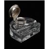 Image 2 : Lead crystal and hand cut inkwell with silver  plated top and rest for pen. Circa 19th century  Est.