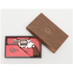 Colt Detective Special DA revolver, .38 Special  cal., 2” barrel, nickel finish, checkered wood  med