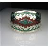 Image 1 : Stunning Native American Inlayed Turquoise and Red  Coral Cuff Bracelet with beautiful wave motif  w