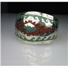 Image 3 : Stunning Native American Inlayed Turquoise and Red  Coral Cuff Bracelet with beautiful wave motif  w