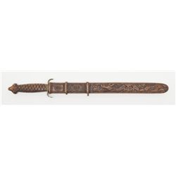 Chinese 20th century sword with carved wood case;  pre-war.   Est.:  $100-$300.