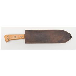 U.S.M.C. Bolo Knife by Briddell in overall very  good condition with leather sheath in very good  un