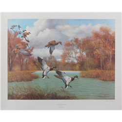 Limited edition (736/800) hand signed color print  by wildlife artist Russ Johnson entitled “Early