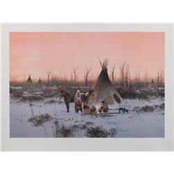 Large color print by Michael Coleman entitled  “Milk River Camp”, approx. 22-1/2” x 30-1/2”; one  of