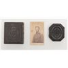 Image 1 : Lot of 3 Civil War era images, 2 in cases and 1  CDV of an un-named officer.  The first cased image