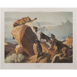 Limited edition hand signed color print by noted  wildlife artist Bob Kuhn entitled “A Din in the  R