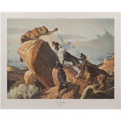 Limited edition hand signed color print by noted  wildlife artist Bob Kuhn entitled “A Din in the  R