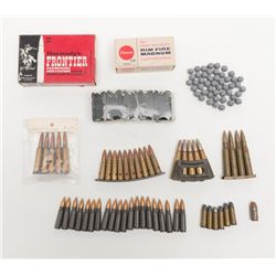 Miscellaneous lot of ammunition including a box of  30/06, 5mm Remington Magnum and loose bag of 7.6