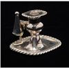 Image 1 : Small size silver plated candle holder with  removable cone for quenching flame. Unmarked 1820s  to