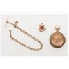 Image 1 : Elgin pocket watch with plated gold case in  running condition showings stag on front with  plated p
