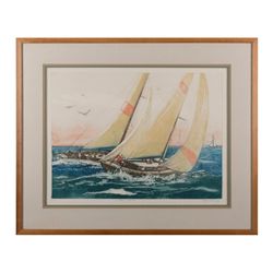 Lot consisting of a large framed and matted  serigraph entitled “Morning Flight” by Michael  Schofie