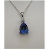 Image 1 : Beautiful Pear shaped created ‘Ceylon’ Color Blue  Sapphire weighing approx. 3.00 carats accented  w