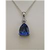 Image 2 : Beautiful Pear shaped created ‘Ceylon’ Color Blue  Sapphire weighing approx. 3.00 carats accented  w