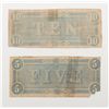 Image 2 : Two Confederate promissory notes (Similar to  modern currency) in $10 and $5 denominations. $10  not