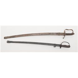 Lot of 2 swords/scabbards consisting of a  semi-curved blade by Eyersbepo & Co., Solingen  with meta