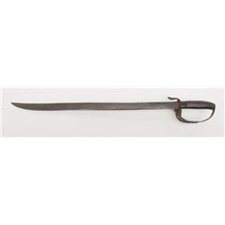 Classic Mexican short sword with forged iron three  branch guard showing dark patina with some minor