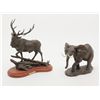 Image 1 : Lot of two non-metallic cast artworks. Number 1  shows bull elk bugling entitled “Wilderness Song”