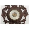 Image 2 : Antique thermometer and barometer mounted together  with fancy carved wood frame showing hunting dog