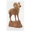 Image 1 : Hand carved wood image of a horned mountain ram  approx. 11” tall, 8” long and 4” wide, nicely  acco