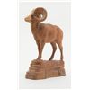 Image 3 : Hand carved wood image of a horned mountain ram  approx. 11” tall, 8” long and 4” wide, nicely  acco