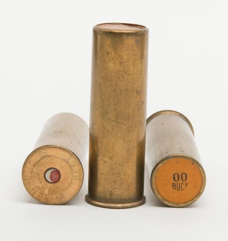 Bonanza lot of 43 brass shotgun shells including 14 loaded 00 buck REM ...