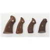 Lot of 4 pair of Smith & Wesson wood revolver  grips including a pair of checkered wood medallion  g