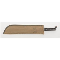 U.S. marked machete by Ontario Knife Co. with U.S.  marked canvas scabbard in very good condition.