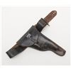Image 1 : Cast metal model in style of Mauser broom handle  with leather holster and belt showing a decal of