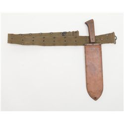 U.S.M.C. marked bolo with scabbard also marked  “Boyt” and “U.S.M.C.” dated 1944 and both in good  t