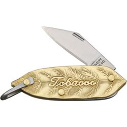 Novelty Cutlery Tobacco Leaf Brass Pocket Knife