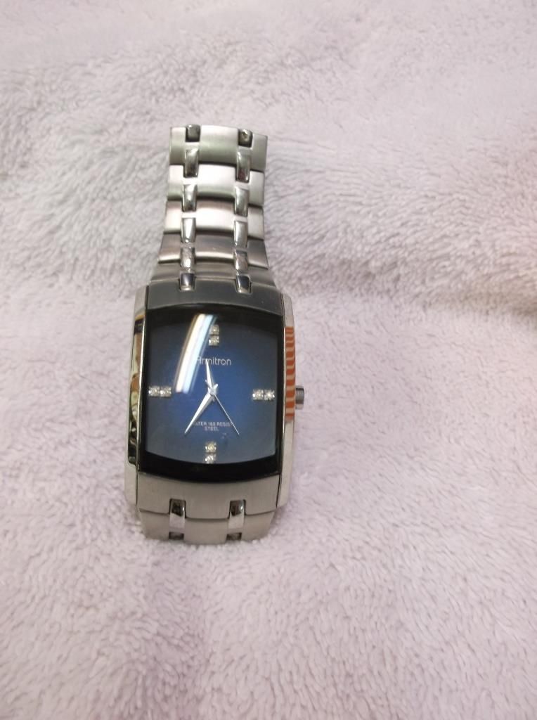 Armitron Men's Silver Blue Face Watch water resistant deep blue face