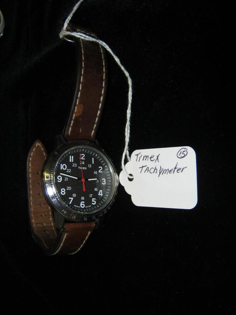 Timex Tachymeter Watch Timex Tachymeter Watch Silver Tone With Brown Band
