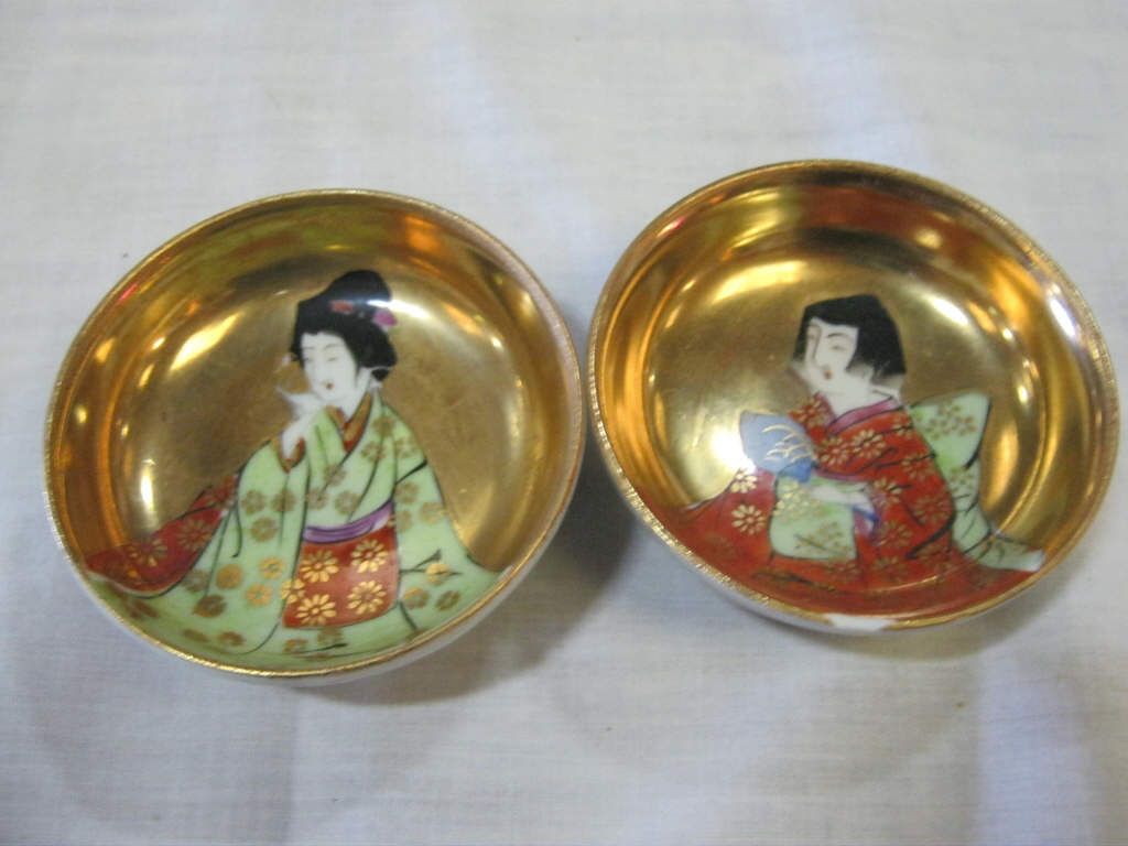 Japanese Dipping Dishes 6 Japanese Geisha Dipping Dishes Hand Painted