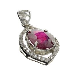 APP: 3.5k 5.15CT Ruby And Topaz Platinum Over Sterling Silver Pendant