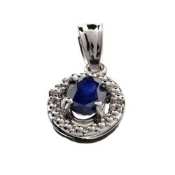 APP: 1.3k 0.75CT Oval Cut Blue Sapphire And Platinum Over Sterling Silver Pendant