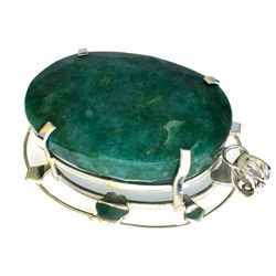 APP: 15.5k Designer Sebastian 459.90CT Oval Cut Green Beryl and Sterling Silver Pendant