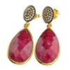 Image 1 : APP: 1.5k 28.00CT Ruby And Topaz Gold Over Sterling Silver Earrings