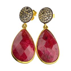 APP: 1.4k 28.00CT Ruby And Topaz Gold Over Sterling Silver Earrings