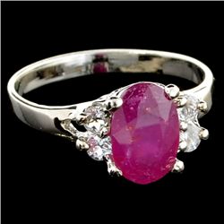 APP: 2.6k 2.19CT Ruby and Topaz Platinum Over Sterling Silver Ring