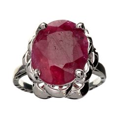 APP: 1.5k 5.71CT Oval Cut Ruby And Platinum Over Sterling Silver Ring