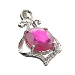 APP: 3k 4.88CT Ruby And Topaz Platinum Over Sterling Silver Pendant