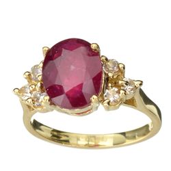 APP: 1.9k 14 kt. Gold, 2.09CT Oval Cut Ruby And White Sapphire Ring