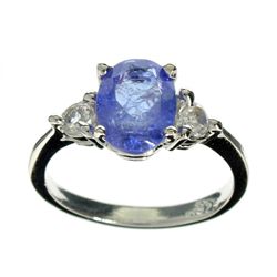 APP: 1.8k 1.73CT Tanzanite And Topaz Platinum Over Sterling Silver Ring