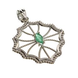 APP: 0.7k 0.15CT Marquise Cut Green Beryl Emerald And Platinum Over Sterling Silver Pendant