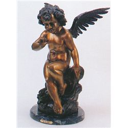 Reissue Patinated Bronze Sculpture ''Angel with Wings'' by Houdon