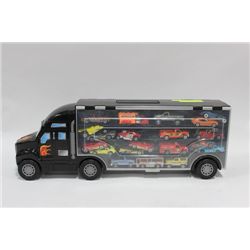HOT WHEELS TRUCK CASE WITH 40+ OLDER CARS