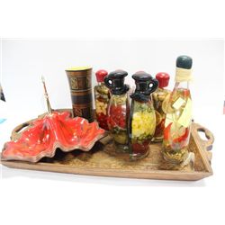 VINTAGE TRAY W/ KITCHEN DECORATIVE DISPLAY